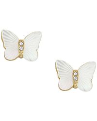 Fossil - White Mother Of Pearl Radiant Wings Stud Butterfly Earrings - Lyst