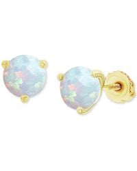 Macy's - Lab-grown Opal Round Solitaire Screw Back Stud Earrings (5/8 Ct. T.w.) - Lyst
