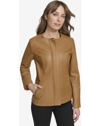 Cole Haan - Collarless Leather Jacket - Lyst