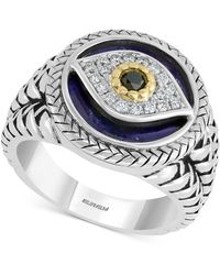 Effy Multi-gemstone & Diamond (1/10 Ct. T.w.) Evil Eye Ring In Sterling Silver & 14k Gold - Metallic