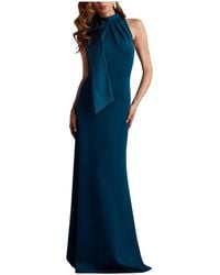 Tadashi Shoji - Sims Taffeta Shoulder Bow Halter Gown - Lyst