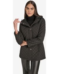 Calvin Klein - Hooded Quilted Jacket – Classic Diamond Stitch Long Coat With - Lyst