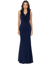 Xscape - Petite Ruffled V-neck Ruched Sleeveless Gown - Lyst