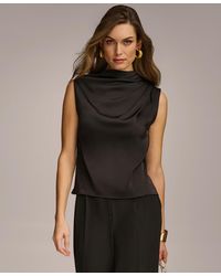 Donna Karan - Draped High Neck Sleeveless Top - Lyst