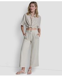 DKNY - Cropped Wide-leg Linen Pants - Lyst