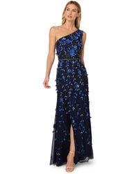 Adrianna Papell - Beaded One-shoulder Long Dress - Lyst