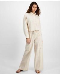 DKNY - Oversized Button Front Shirt High Rise Drawstring Cargo Pants - Lyst