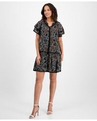 Sandra Darren - Petite Printed Flutter-sleeve Tiered Dress - Lyst