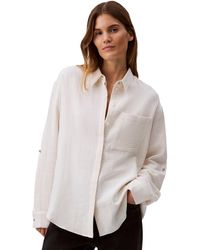 Calvin Klein - Double Gauze Roll-tab-sleeve Button-down Shirt - Lyst