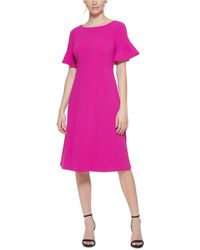 Synthetic Petite Ruffled Gown 