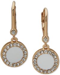 DKNY - Gold-tone Pave & Color Inlay Drop Earrings - Lyst