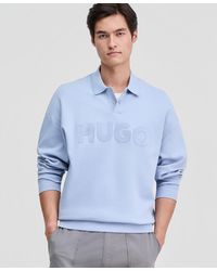 BOSS - Hugo By Dimolox Long-sleeve Snap Placket Logo Polo Sweatshirt - Lyst