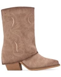 Xti - Suede Foldover Booties By - Lyst