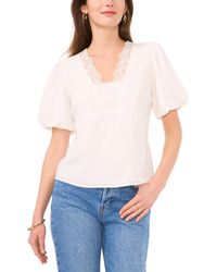 Vince Camuto - Lace-trim Puff-sleeve Top - Lyst