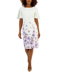 Kasper - Floral Flutter-sleeve Sheath Dress - Lyst