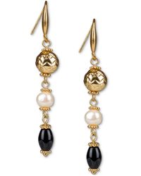 Patricia Nash - Gold-tone Bead & Freshwater Pearl Triple Drop Earrings - Lyst