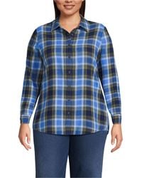 Lands' End - Plus Size Flannel Boyfriend Long Sleeve Shirt - Lyst
