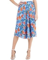 Tahari - Floral Printed Elastic-waist Pull-on Pleated Midi Skirt - Lyst