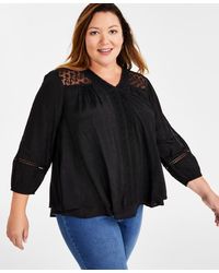 Style & Co. - Plus Size Lace-trim Long-sleeve Top - Lyst