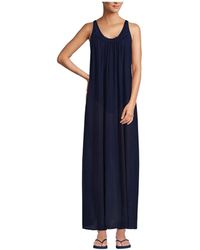 Lands' End - Rayon Poly Rib Scoop Neck Swim Cover-up Maxi Dress - Lyst