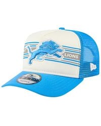 KTZ - Â Cream/blue Detroit Lions Banner A-frame 9fifty Trucker Snapback Hat - Lyst