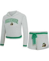 Concepts Sport - 2-piece Gray/green Oregon Ducks Whitley Long Sleeve Hoodie Top And Shorts Set - Lyst