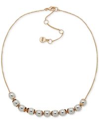 DKNY - Two-tone Bead Statement Necklace - Lyst