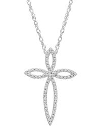 Macy's - Diamond Open Cross 18" Pendant Necklace (1/4 Ct. T.w. - Lyst