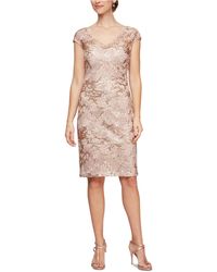 alex evenings sequined floral sheath dress