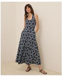 Pact Organic Cotton Fit & Flare Open Back Maxi Dress in Black | Lyst