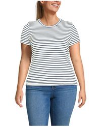 Lands' End - Plus Size Drapey Rib Fitted Short Sleeve Mini T-shirt - Lyst
