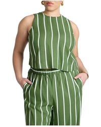 Eloquii - Plus Size Linen Blend Boxy Scoop Neck Crop Tank - Lyst
