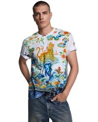 Desigual - Graphic-print Crew Neck T-shirt - Lyst