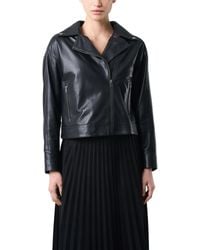 Velez - Lyra Jacket In Leather Biker With Fringe - Lyst