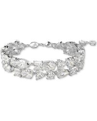 Swarovski - Rhodium-plated Mixed Crystal Double-row Flex Bracelet - Lyst
