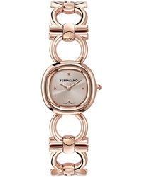 Ferragamo - Swiss Double Gancini Rose Gold Ion Plated Link Bracelet Watch 25mm - Lyst