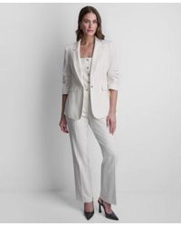 DKNY - Pinstripe One Button Notch Collar Jacket Sleeveless Pinstripe Button Front Vest Pinstripe Flared Fit Pants - Lyst