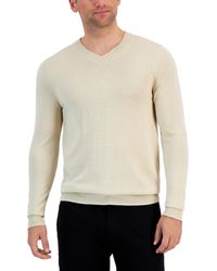 Alfani - Long-sleeve V-neck Merino Sweater - Lyst