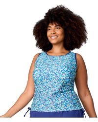 Free Country - Plus Size Full Side Shirring Tankini Top - Lyst