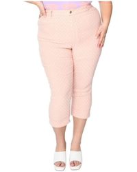 Unique Vintage - Plus Size Pink & White Pin Dot Heart Pocket Rachelle Capri Pants - Lyst