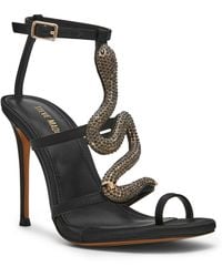 Steve Madden - Python Embellished T-strap Stiletto Heel Dress Sandals - Lyst