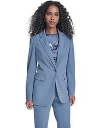 Calvin Klein - Petite Notch Collar One Button Jacket - Lyst