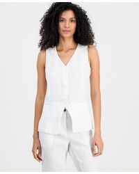 Charter Club - Linen V-neck Button-front Vest - Lyst