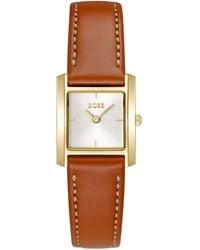BOSS - Lucy Scala Quartz Camel Leather Watch - Lyst
