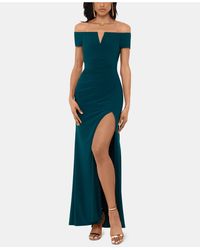 xscape green satin gown