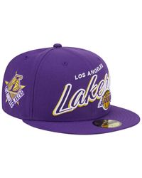 KTZ - Los Angeles Lakers Sport Night Script Sided 59fifty Fitted Hat - Lyst