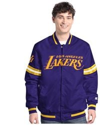 Starter - Purple/gold Los Angeles Lakers Scout Full Snap Varsity Jacket - Lyst
