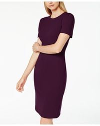 Calvin Klein - Round-neck Short-sleeve Sheath Dress - Lyst