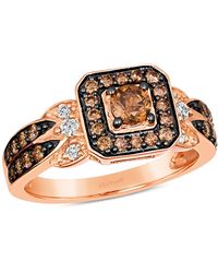 Le Vian - Chocolate Diamond & Nude Diamond Halo Double Row Ring (3/4 Ct. T.w. - Lyst