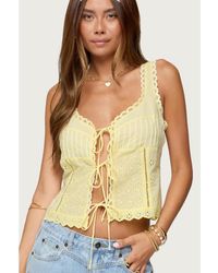 Edikted - Fiore Eyelet Tie Front Top - Lyst